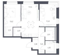 2-комн.кв., 60 м², этаж 13