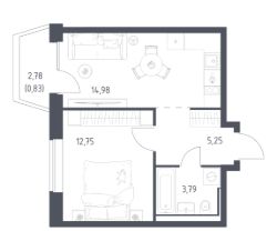 1-комн.кв., 38 м², этаж 6