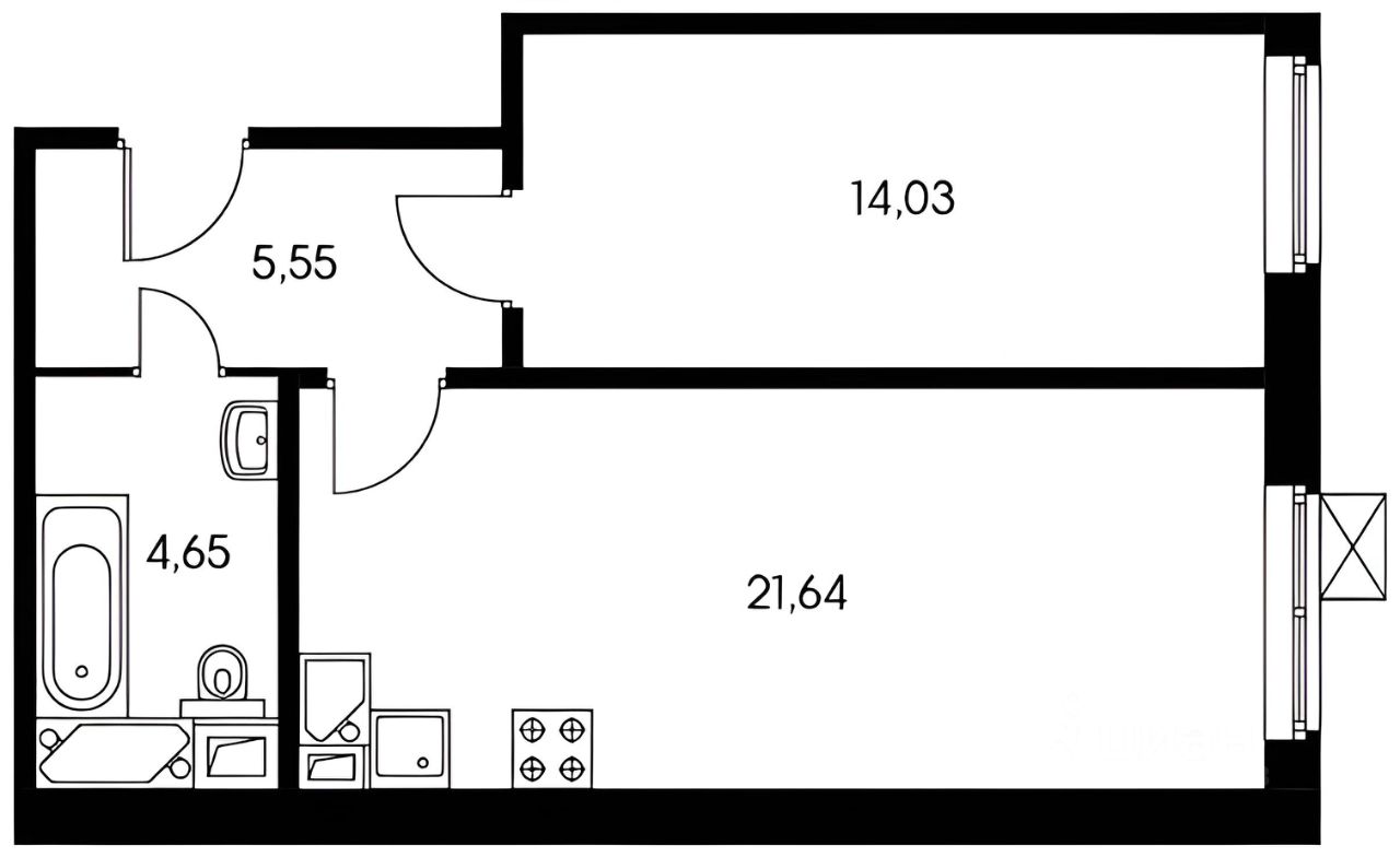 Планировка этой квартиры по данным Циан