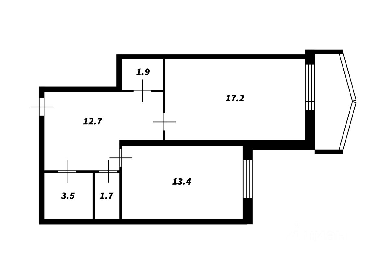 Планировка этой квартиры по данным Циан