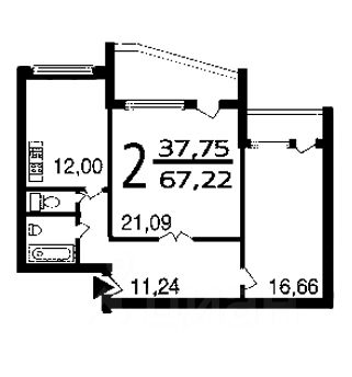 Планировка этой квартиры по данным Циан