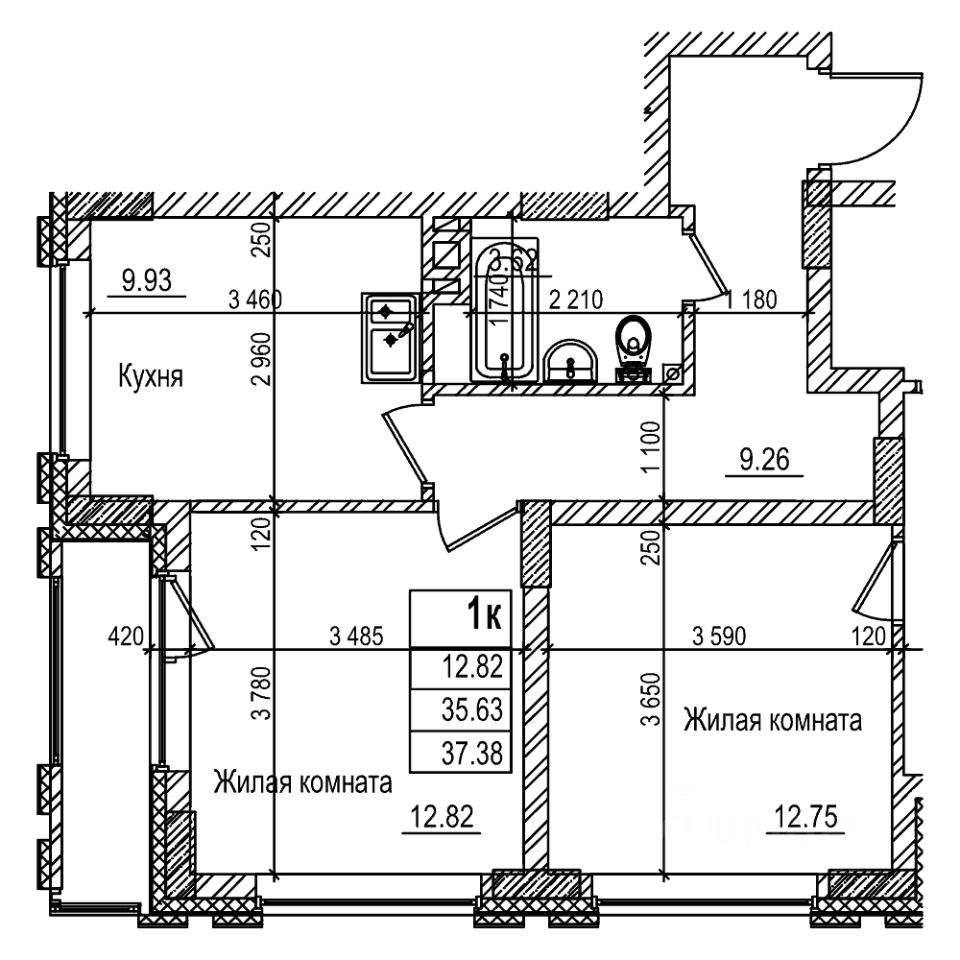 1-комн.кв., 35,6 м², 14/29 этаж