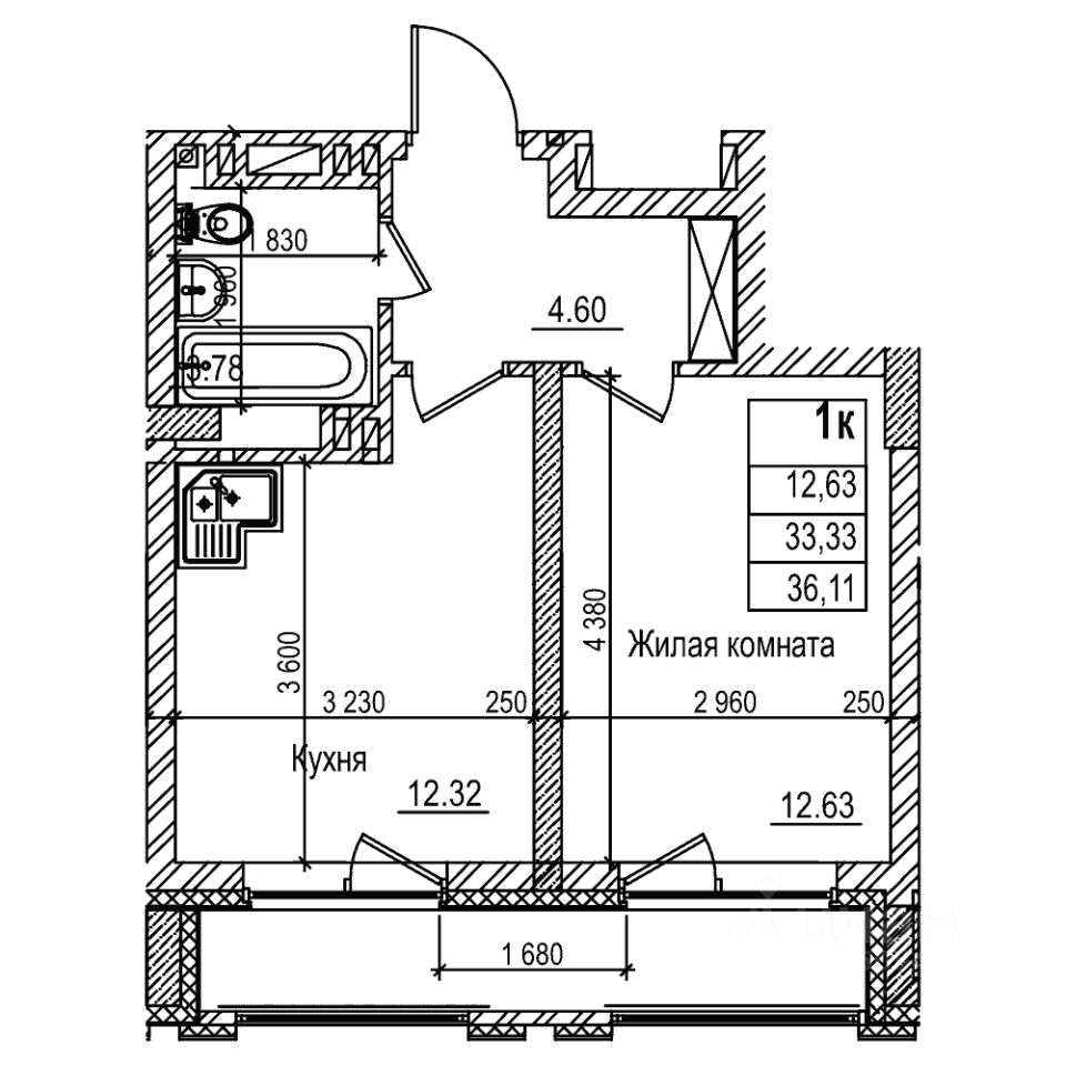 1-комн.кв., 33,3 м², 15/29 этаж