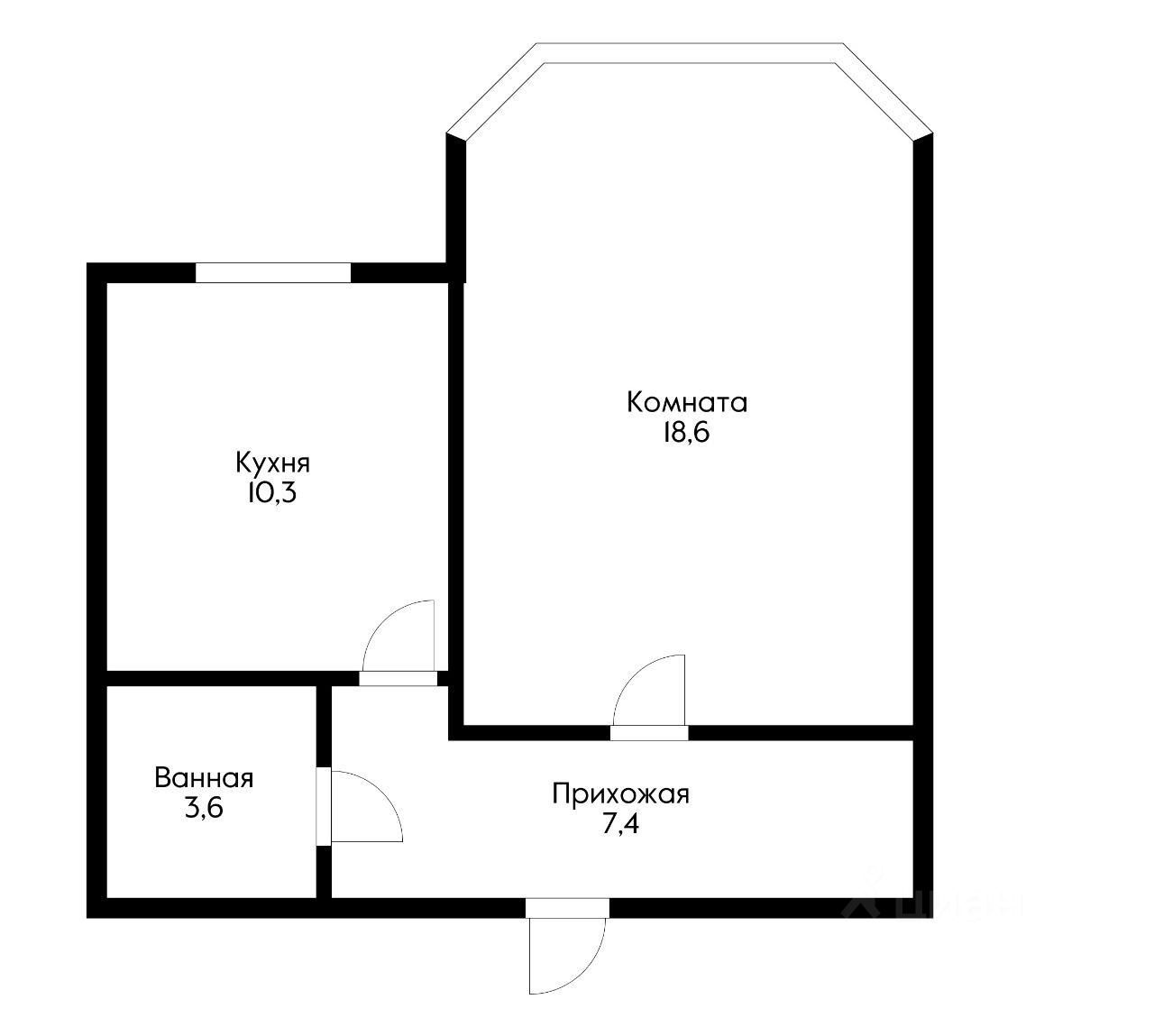Планировка этой квартиры по данным Циан