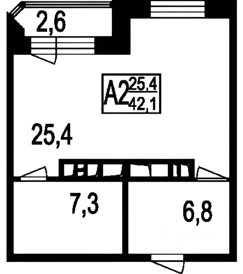 Планировка этой квартиры по данным Циан