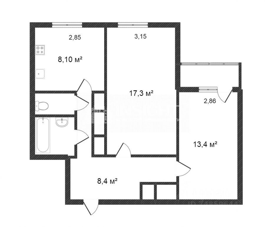 Планировка этой квартиры по данным Циан
