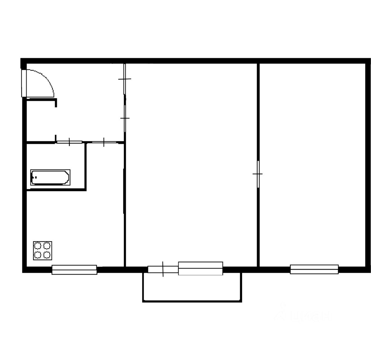 Планировка этой квартиры по данным Циан
