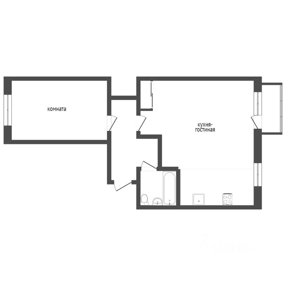 Планировка этой квартиры по данным Циан