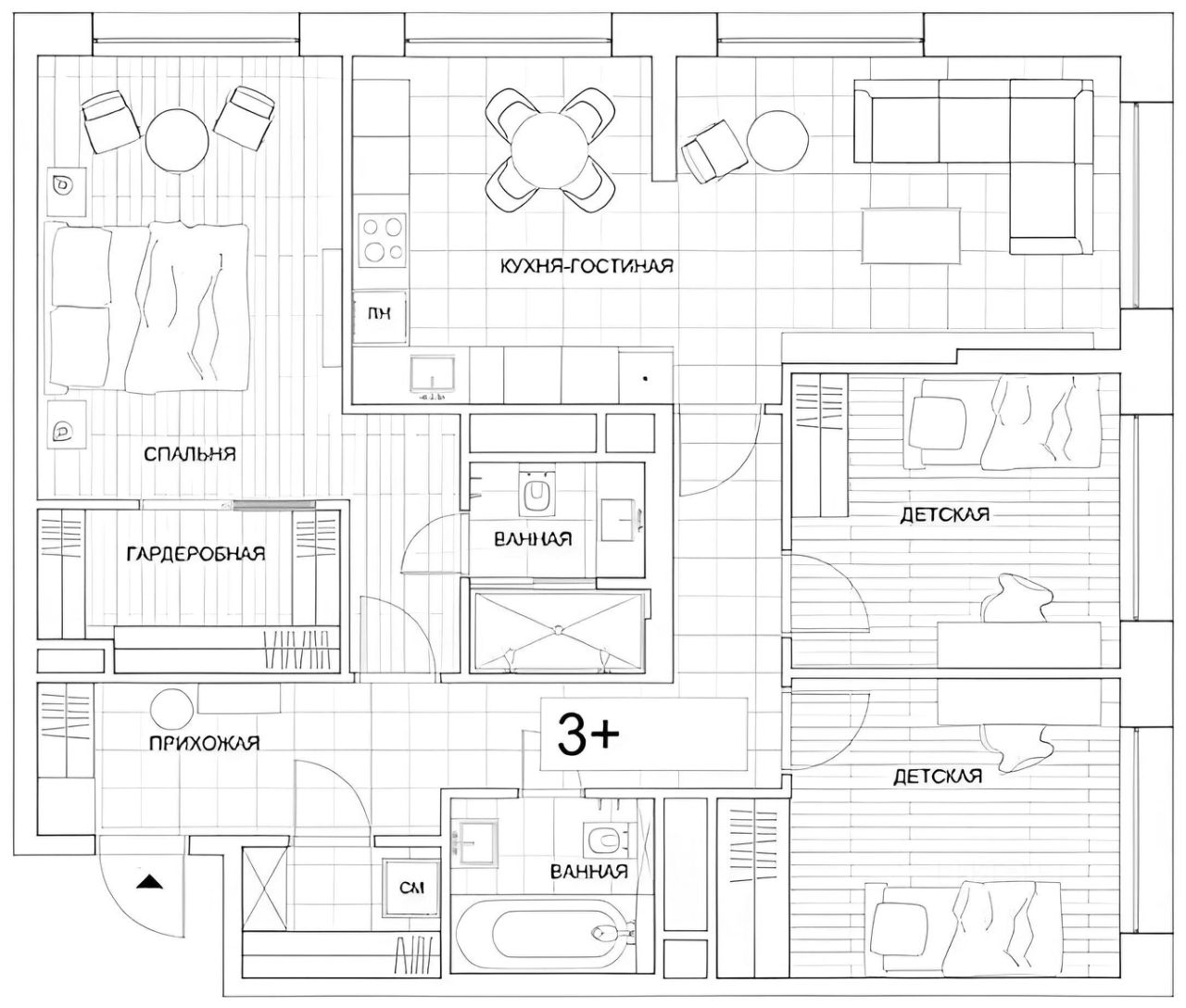 Планировка этой квартиры по данным Циан