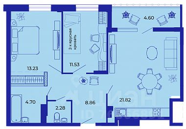 2-комн.кв., 66,4 м², 9/15 этаж