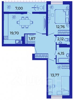 2-комн.кв., 71 м², 10/15 этаж
