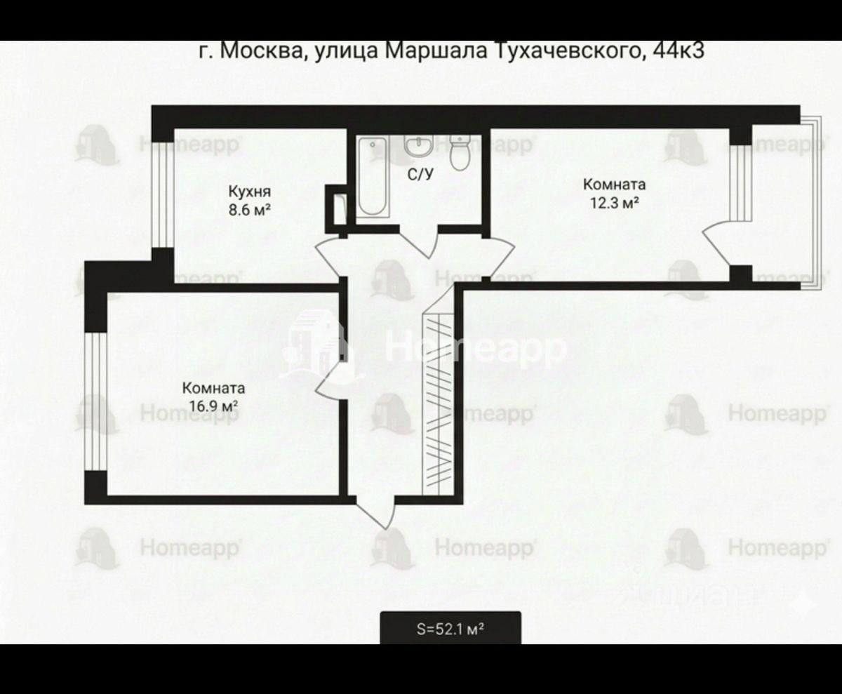 2-комн. кв., р-н Хорошево-Мневники, Москва