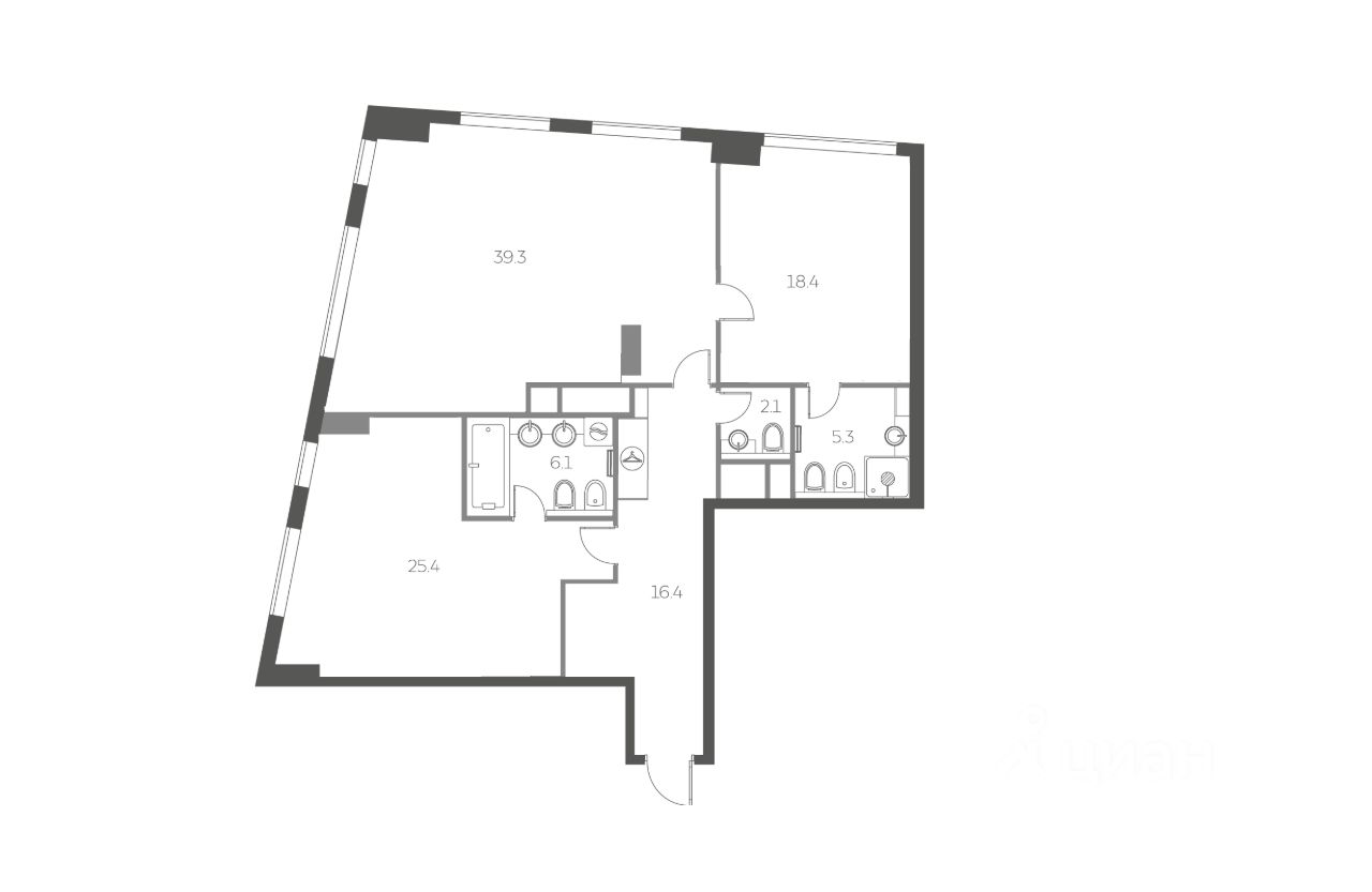 Планировка этой квартиры по данным Циан