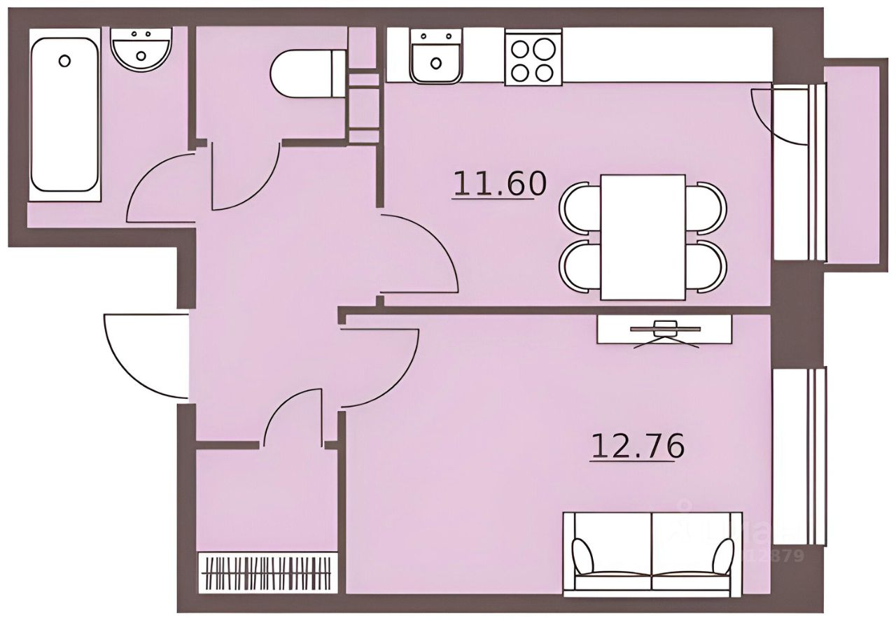 Планировка этой квартиры по данным Циан