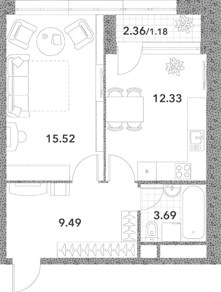 Планировка этой квартиры по данным Циан