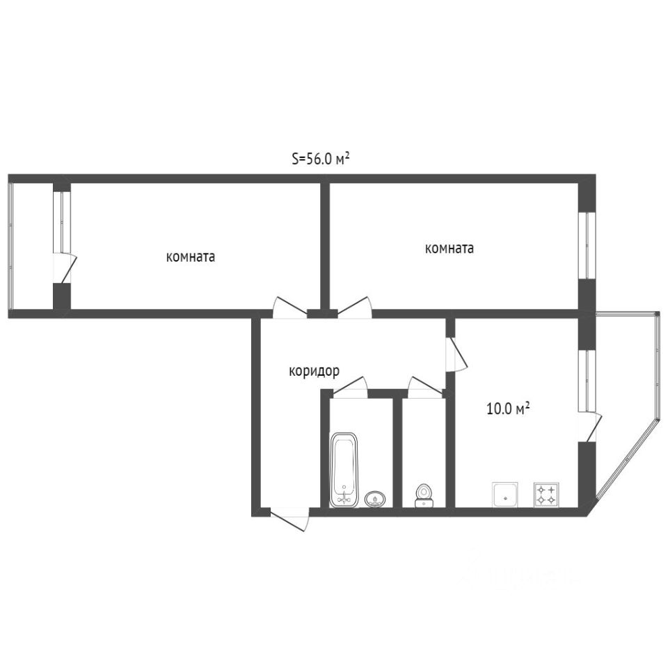 Планировка этой квартиры по данным Циан