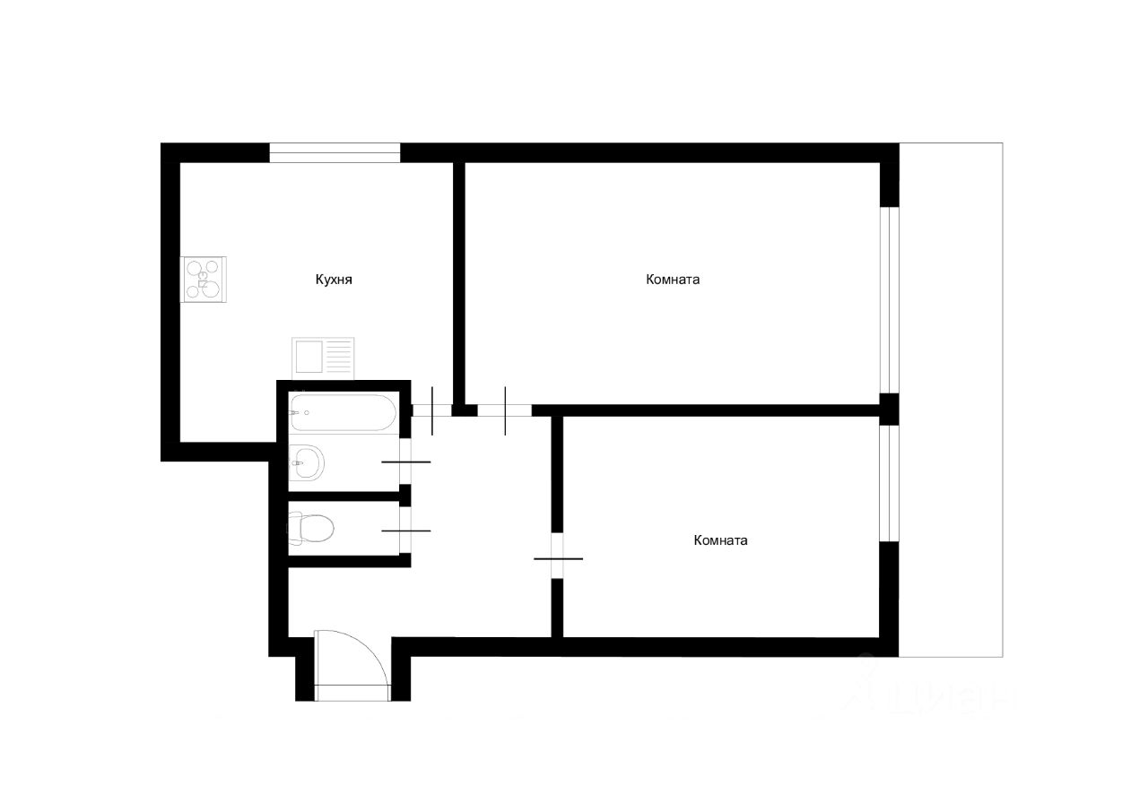Планировка этой квартиры по данным Циан