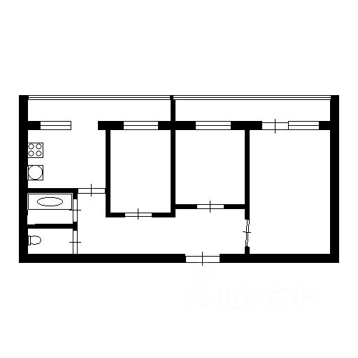 Планировка этой квартиры по данным Циан