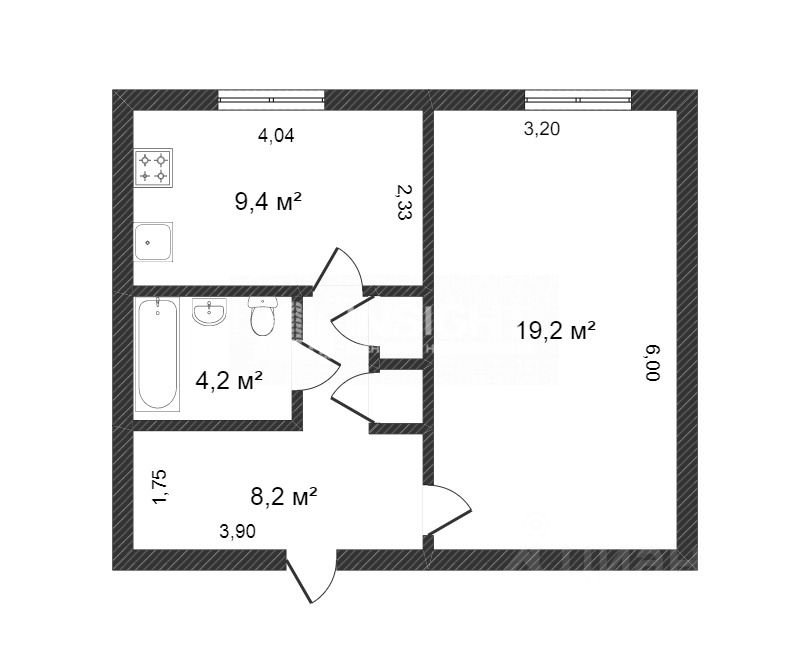 Планировка этой квартиры по данным Циан