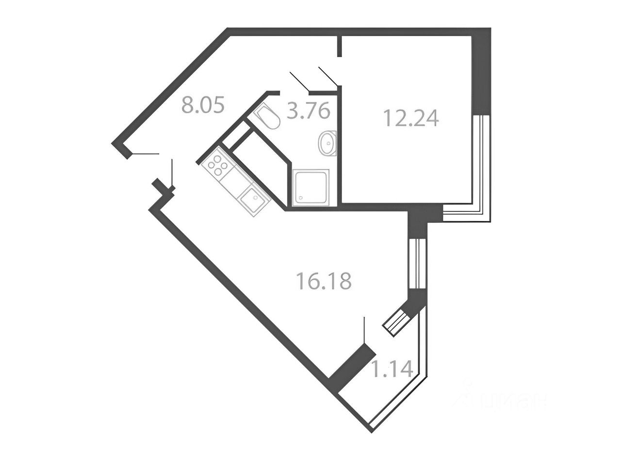 Планировка этой квартиры по данным Циан
