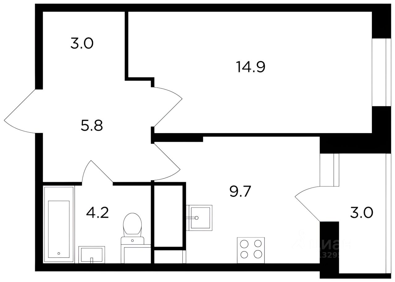 Планировка этой квартиры по данным Циан