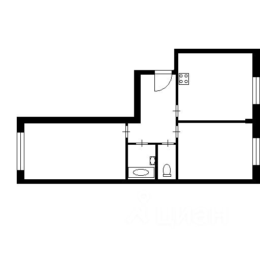 Планировка этой квартиры по данным Циан