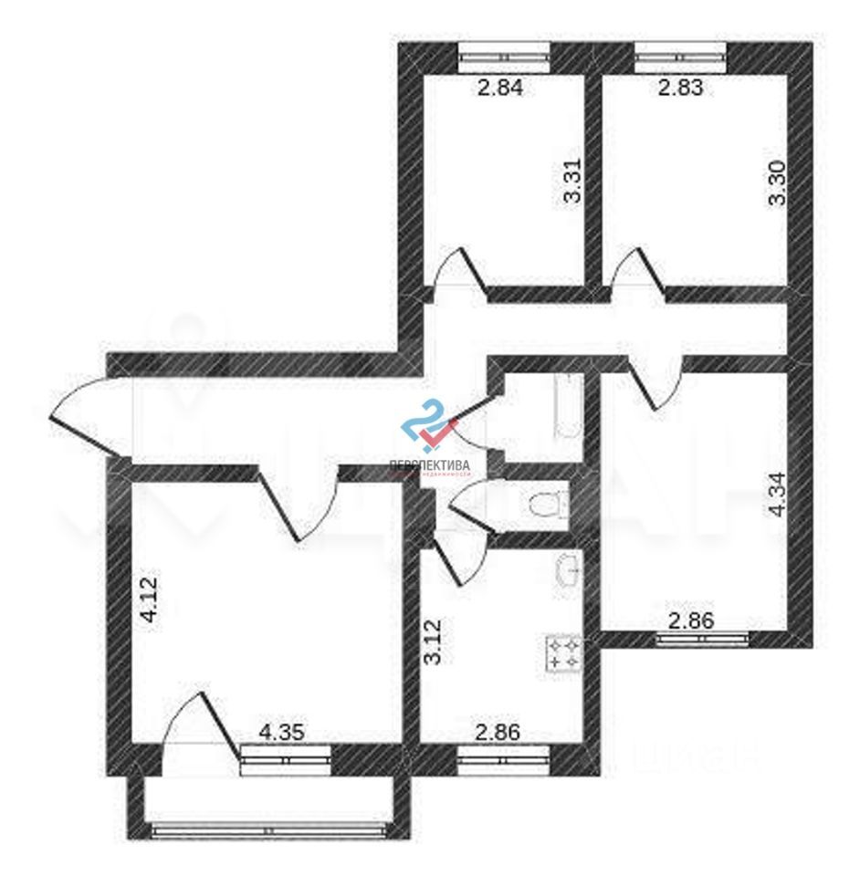 Планировка этой квартиры по данным Циан