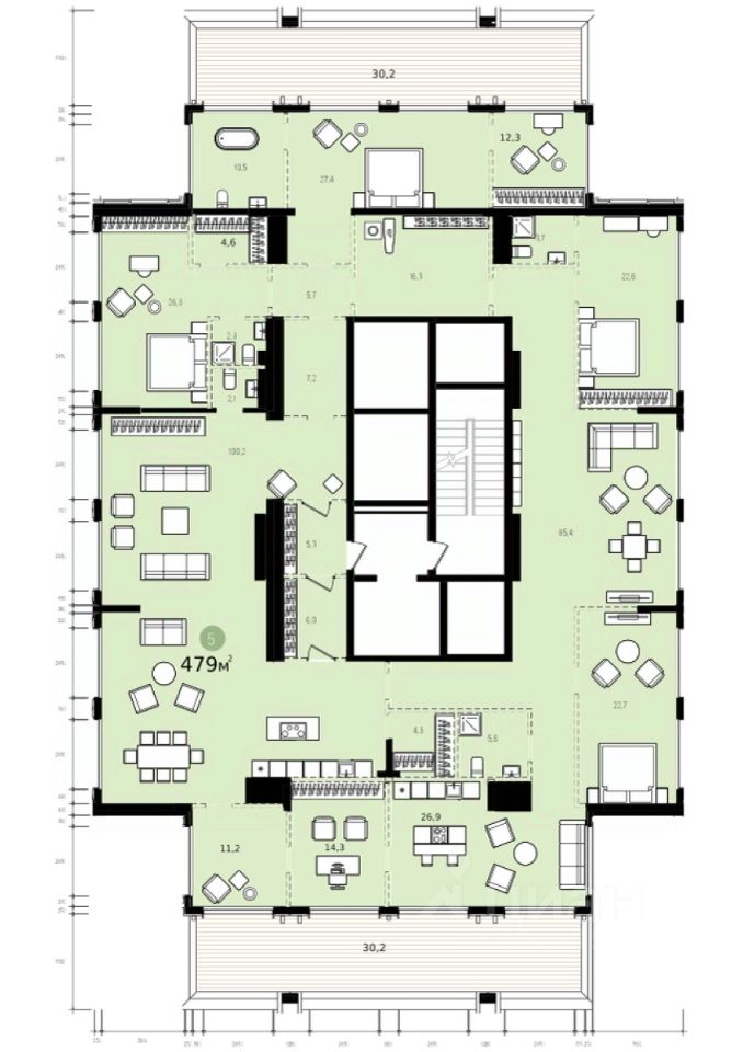 5-комн. квартира, 479 м² — фото 2