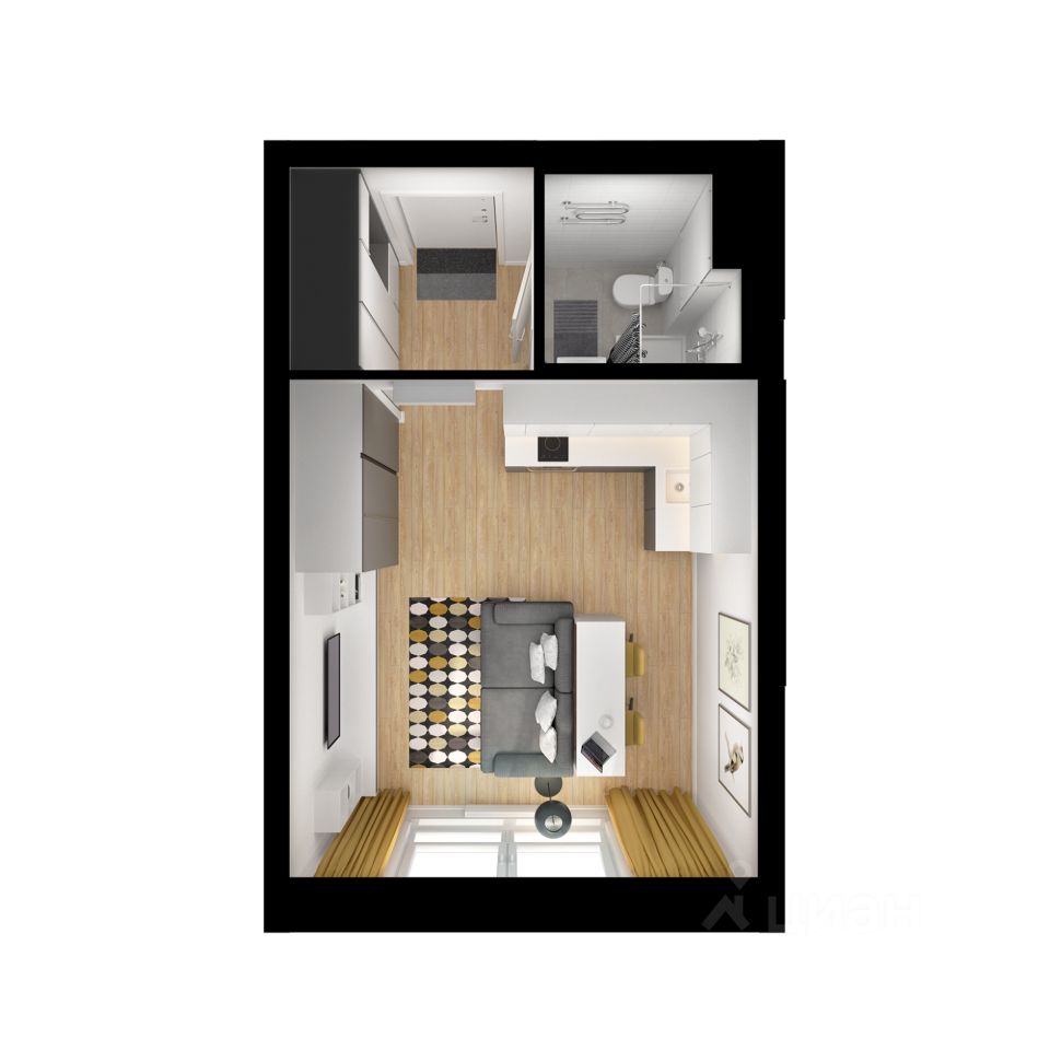 Студия, 23,4 м², 6/25 этаж