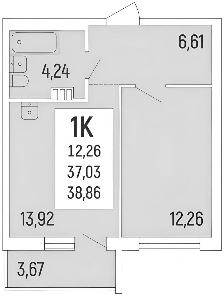 Планировка этой квартиры по данным Циан