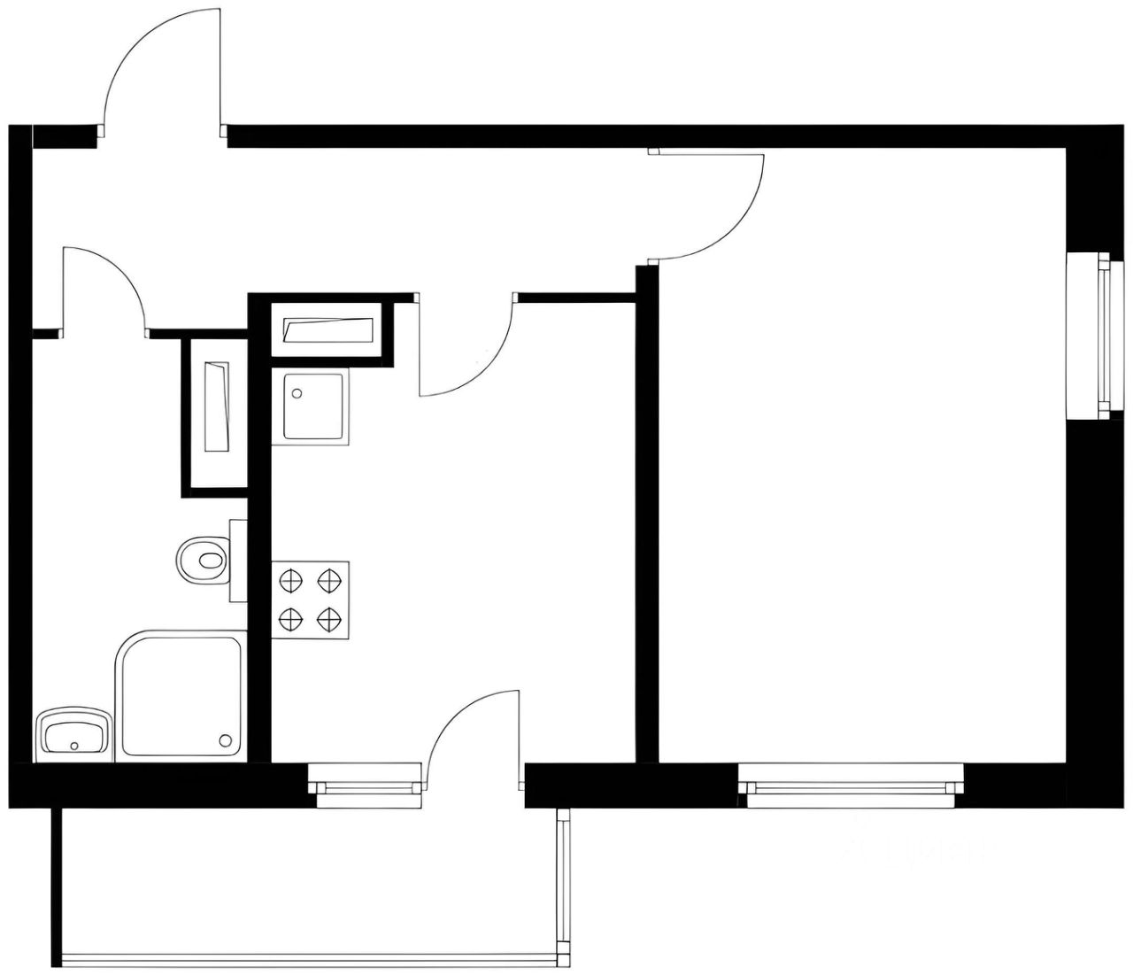 Планировка этой квартиры по данным Циан