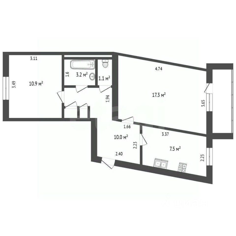 Комната 2-комн. 53 м² в пгт Верхнеднепровский — фото 3