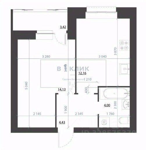 1-комн.кв., 38,1 м², 1/8 этаж