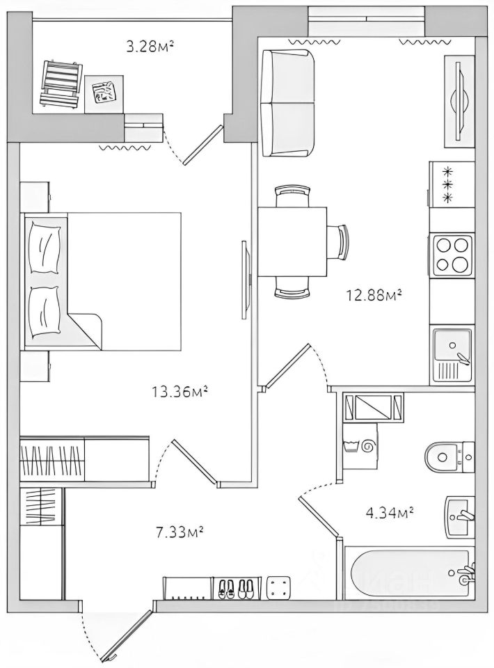 Планировка этой квартиры по данным Циан
