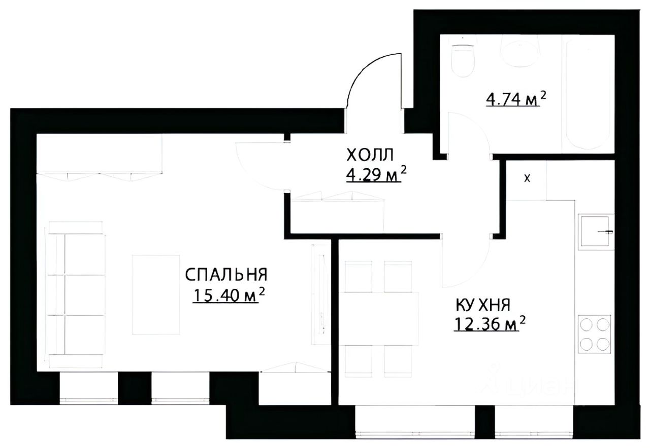Планировка этой квартиры по данным Циан