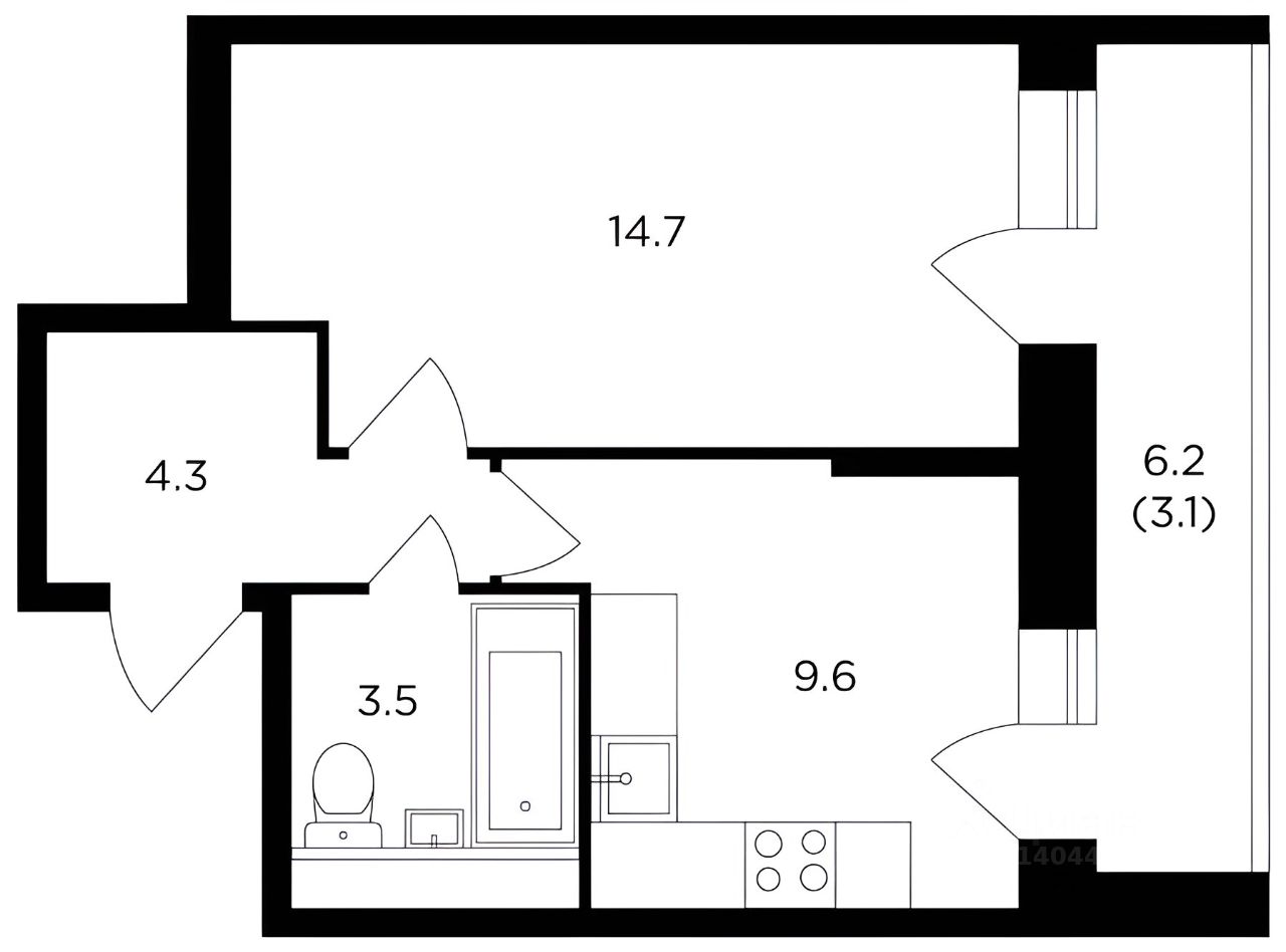 Планировка этой квартиры по данным Циан
