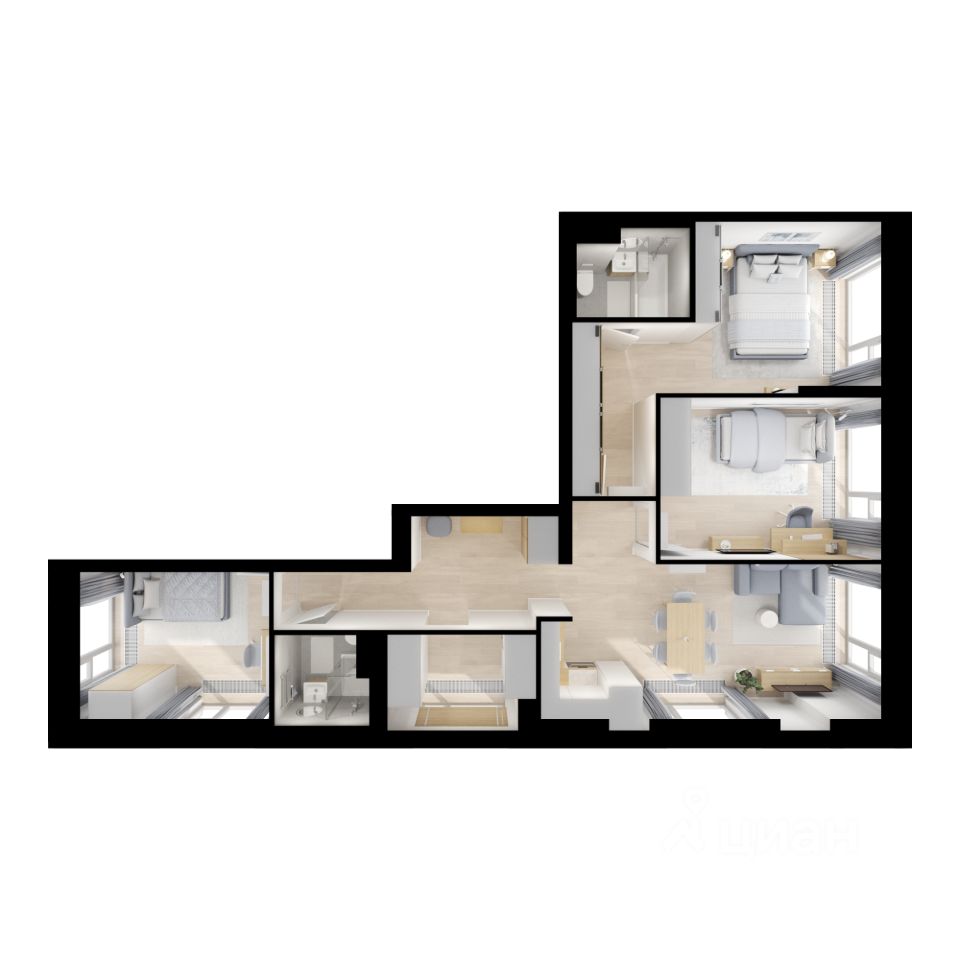 3-комн.кв., 85,8 м², 12/13 этаж