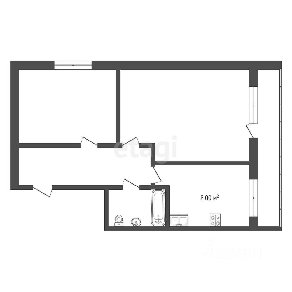 Комната 2-комн. 44.3 м² в с. Кумзеро — фото 2