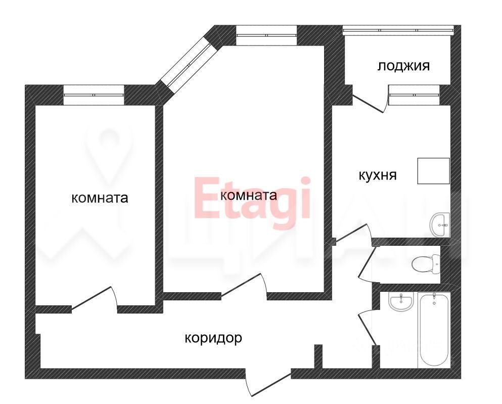 Планировка этой квартиры по данным Циан