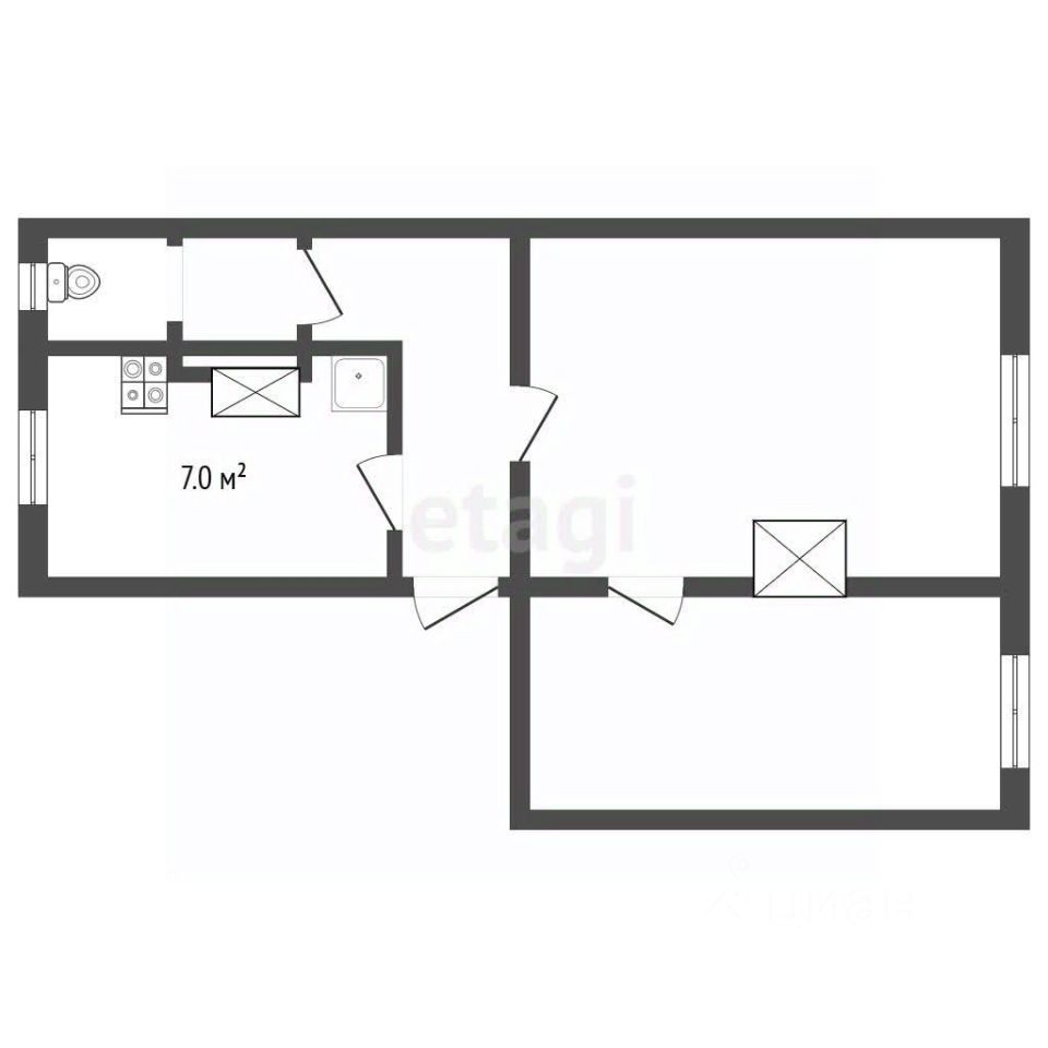 Квартира 2-комн. 42 м² в д. Юдино — фото 12 из 12