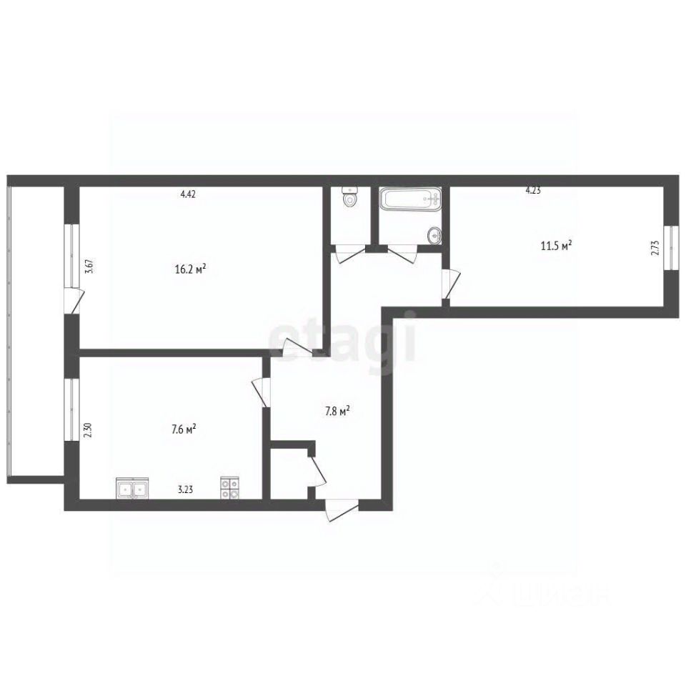 Квартира 2-комн. 47.8 м² в с. Воскресенское (Воскресенский сельсовет) — фото 22 из 22