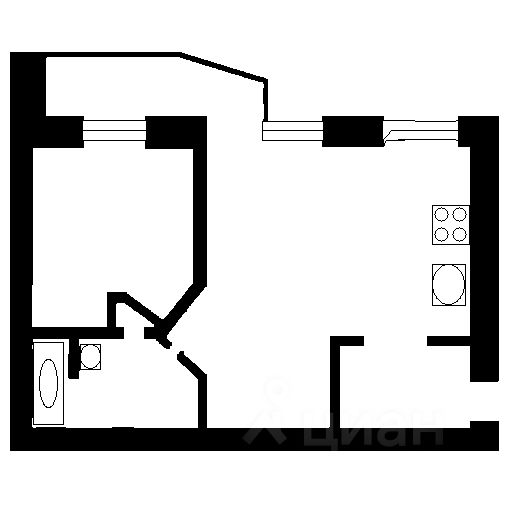 Планировка этой квартиры по данным Циан
