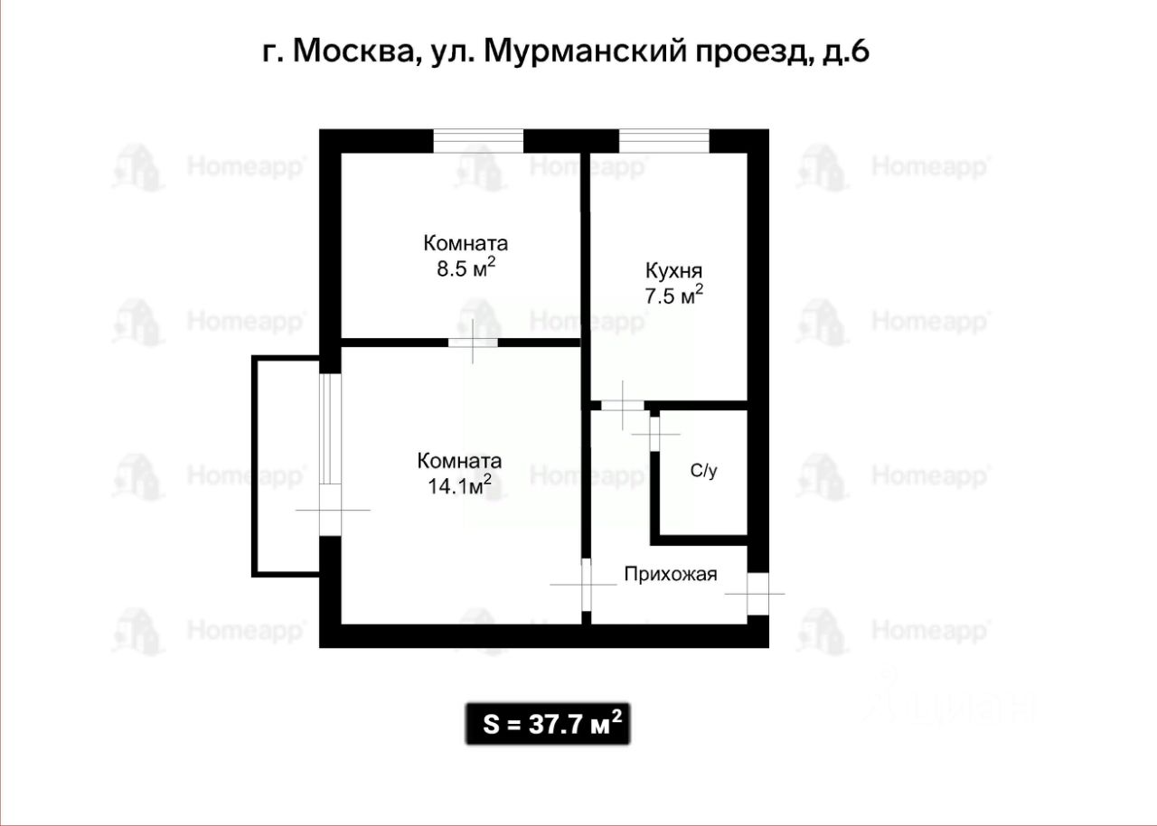 2-комн. кв., 38 м², 4/9 этаж, Москва