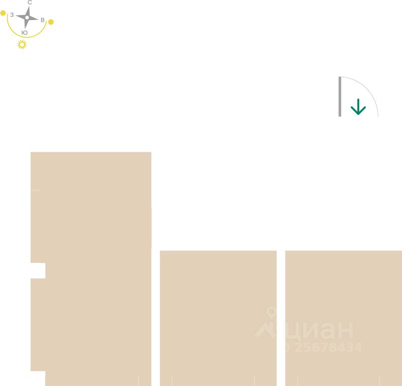 2-комн.кв., 61,6 м², 3/17 этаж