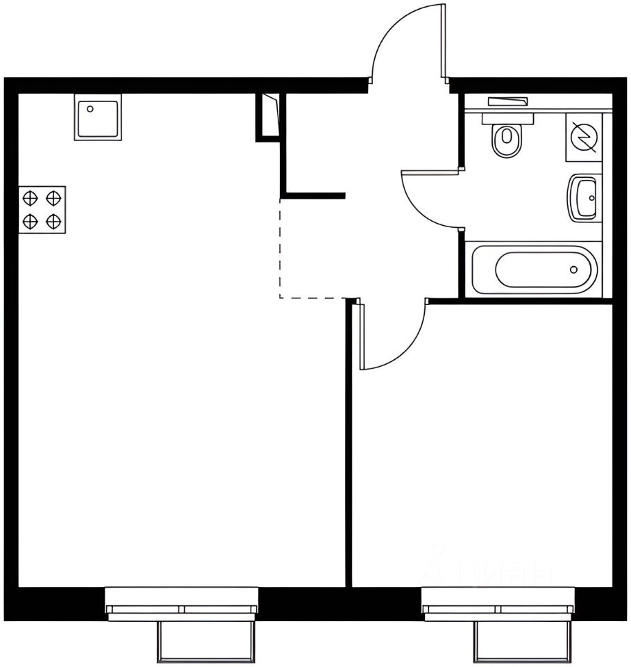 Планировка этой квартиры по данным Циан