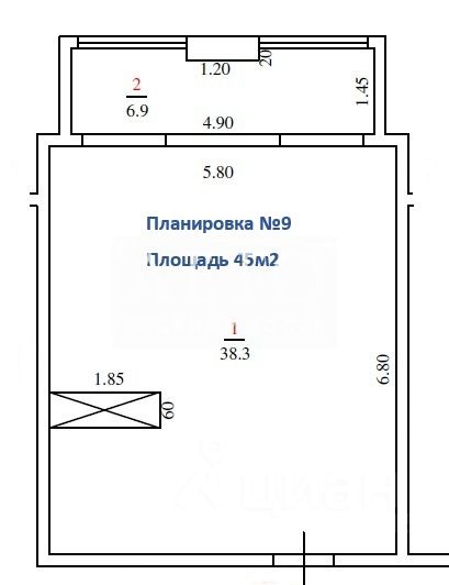 Планировка этой квартиры по данным Циан