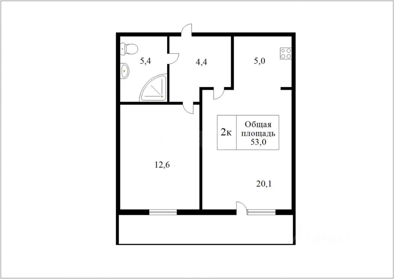 Планировка этой квартиры по данным Циан