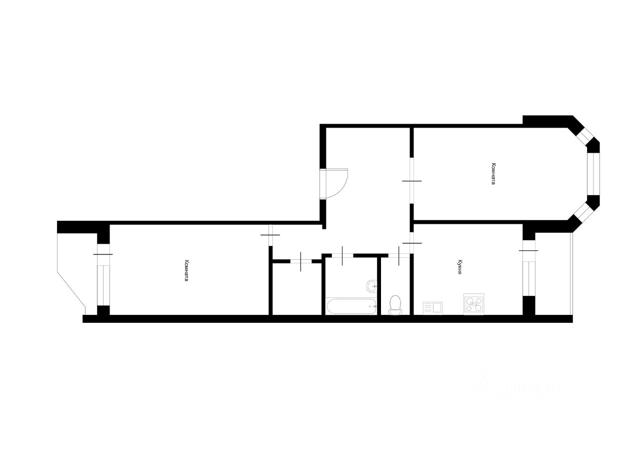 Планировка этой квартиры по данным Циан