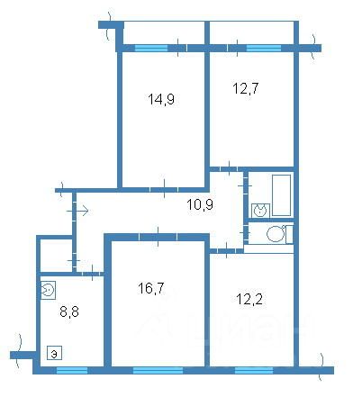 Планировка этой квартиры по данным Циан