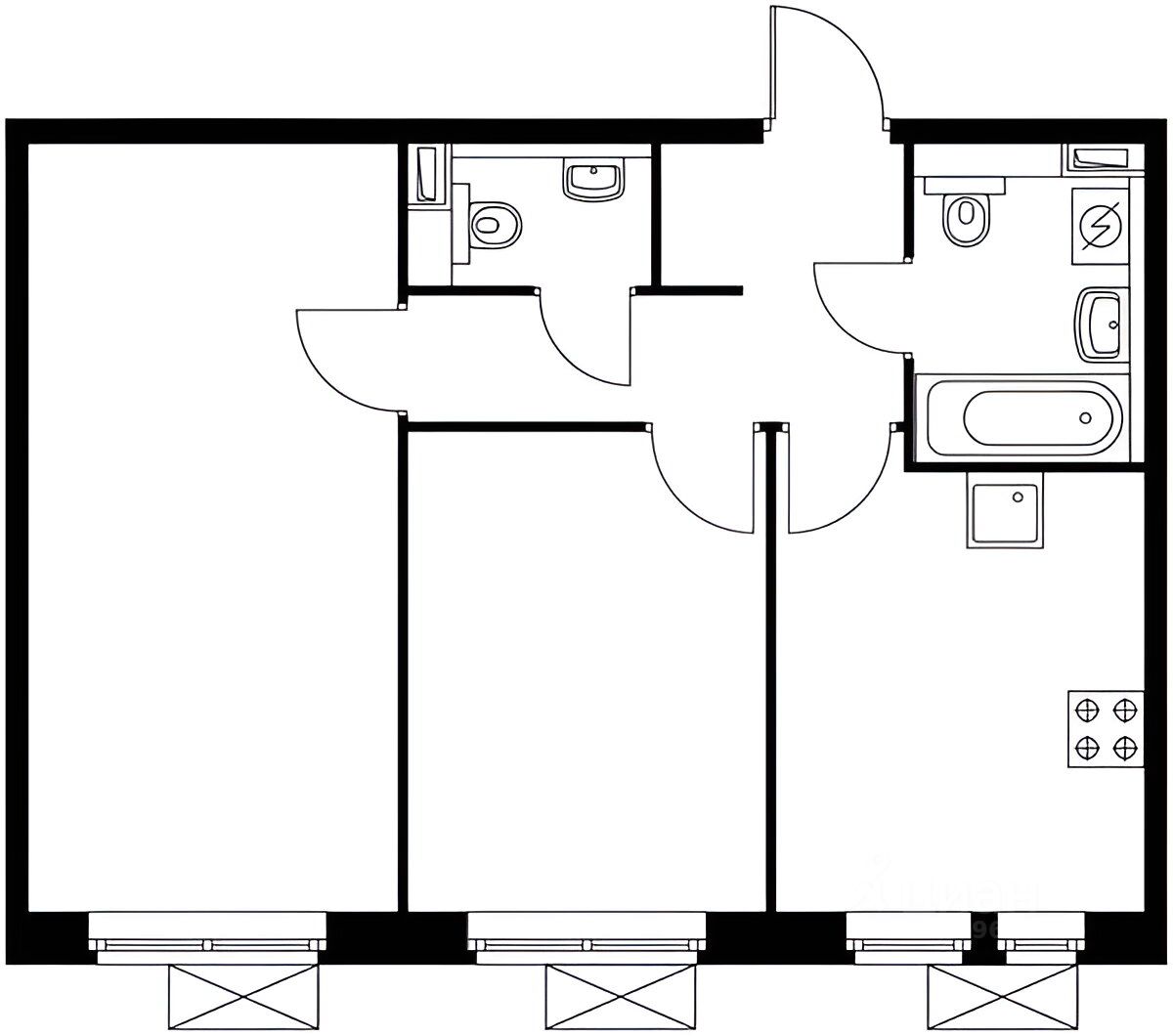 Планировка этой квартиры по данным Циан